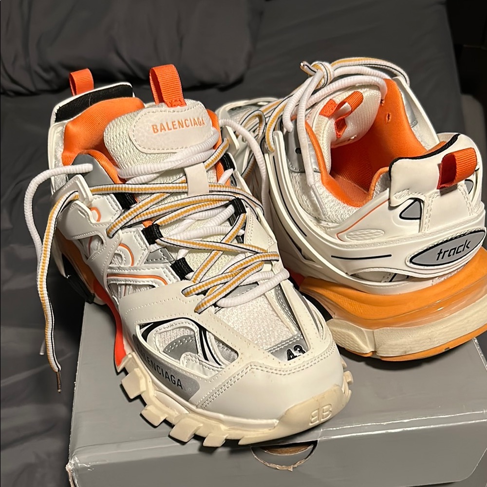 Balenciaga Track Sneakers in Cream and Orange